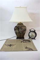 Ceramic Two Tone Light, Clock, Placemats