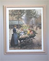 The Flower Cart, Victor Gilbert Framed Litho