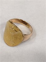 1908 Great Britain UK Sovereign Gold 24K Coin Ring