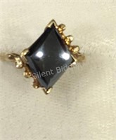10K Yellow Gold & Black Diamond Ring