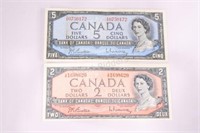 1954 - Canada Bank Notes, 2.00 & 5.00