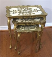 Italian Florentine Antique Gold Nesting Tables Set