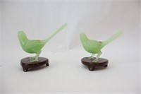 Carved Chinese Jade Bird Figurines