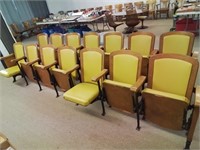 7 row oak and Cast-iron  chairs