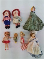 Mini Raggedy Ann and Andy, Betsy Rose doll, Mrs.
