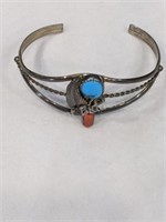 Vintage Sterling & Stone Cuff Bracelet