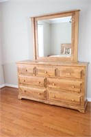 Traditional Style Pine Dresser w Matching Mirror