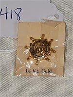 14k Gold Vintage Newark Emblem Pin