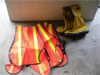 Concrete Boots size 13 & (3) Safety Vests