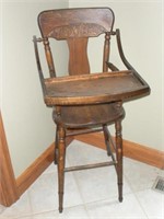 Vintage Oak Pressback High Chair