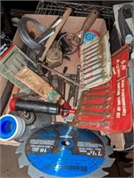 Circular saw blade, hex keys, wrenches, etc