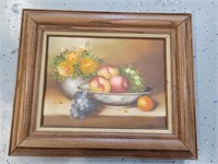 Fruit oil painting signed by Pete Albane