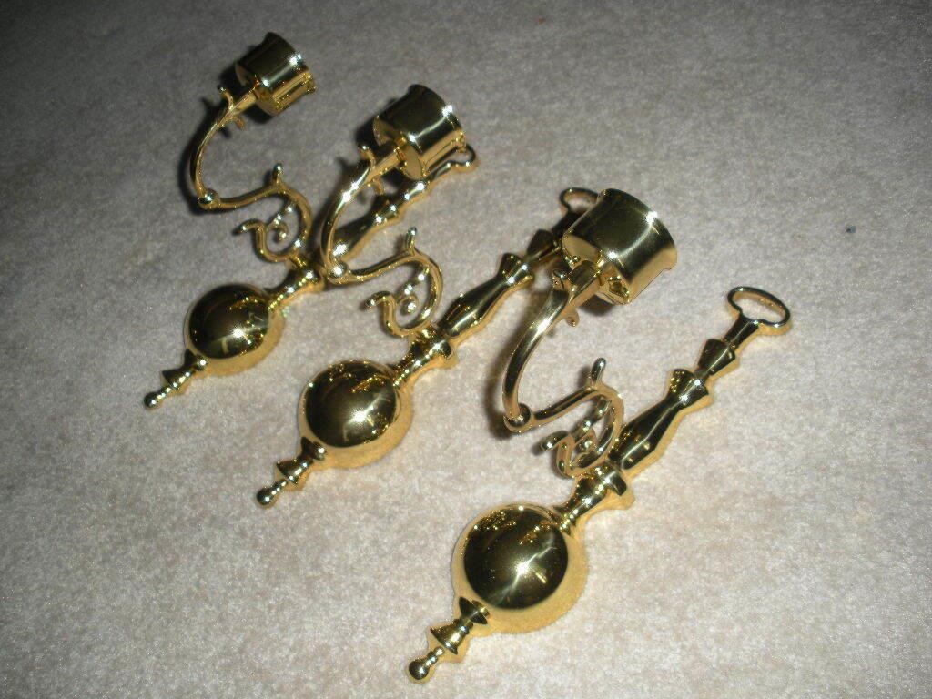 (3) Brass Candle Wall Sconces