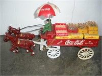 Coca-Cola Cast Iron Horse & Wagon 15 inches long