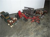 Cast Iron & Plastic Horses & Buggies  9 inches