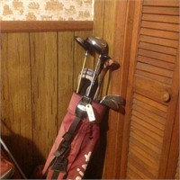 golf clubs and bag