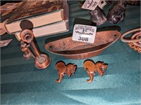 Miniature Elephants, bowl & mini phone sharpener