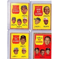 (4) 1962 Topps Baseball Leader Cards Hof