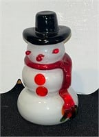 Handblown Art Glass Snowman 5” Tall