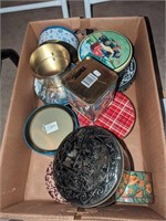 Box lot of assorted tins