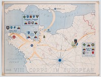 2 WWII PICTORIAL NORMANDY INVASION MAPS