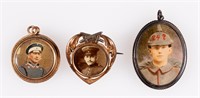 3 WWI GERMAN SOLDIER PHOTO MEDALLIONS