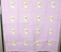 Vintage Hand Made Bunny Baby Quilt