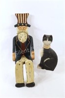 LARGE Hand Carved and Painted Wooden Decor Figures