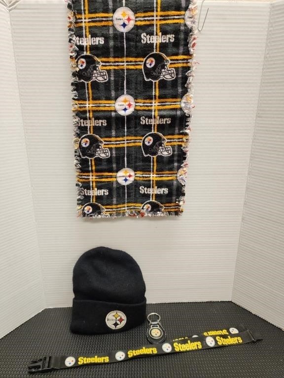 Pittsburgh Steelers stocking cap, lanyard, key