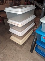 Set of four plastic storage shoe boxes