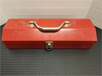 Red tool box w/ Assorted tools..15 x 6 x 3.5