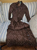 Victorian Hand Stitched Brown Jacket & Skirt