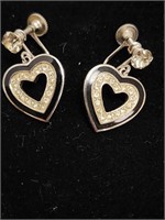 Vintage heart shaped clip on earrings
