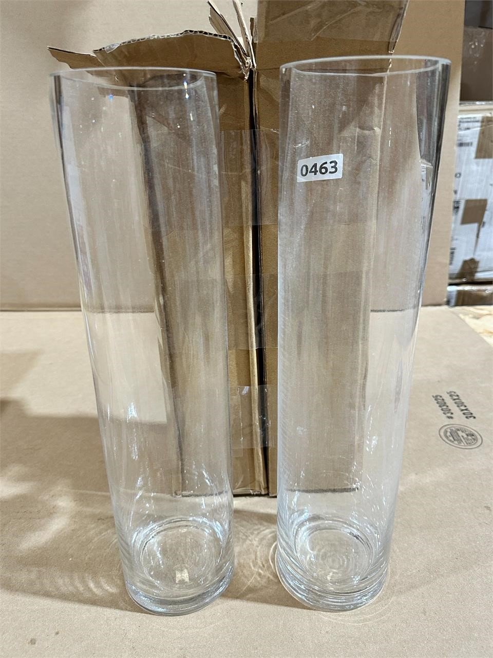 lot of two thick glass vases