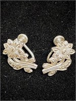 Vintage sterling silver clip on earrings