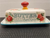 Pioneer Woman covered butter dish.