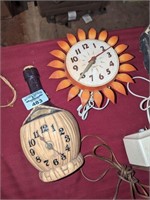 Vintage Demijohn & Sunflower electric wall clocks