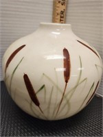 Rushmore pottery hand painted cat tail vase.