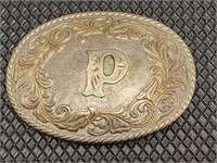 Western belt buckle with letter P