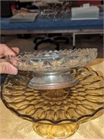 Raised Cake plate and shallow serving bowl