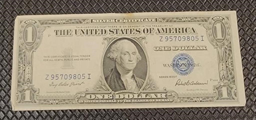 1935 F $1 N Silver No Motto Certifiacate w/cut err