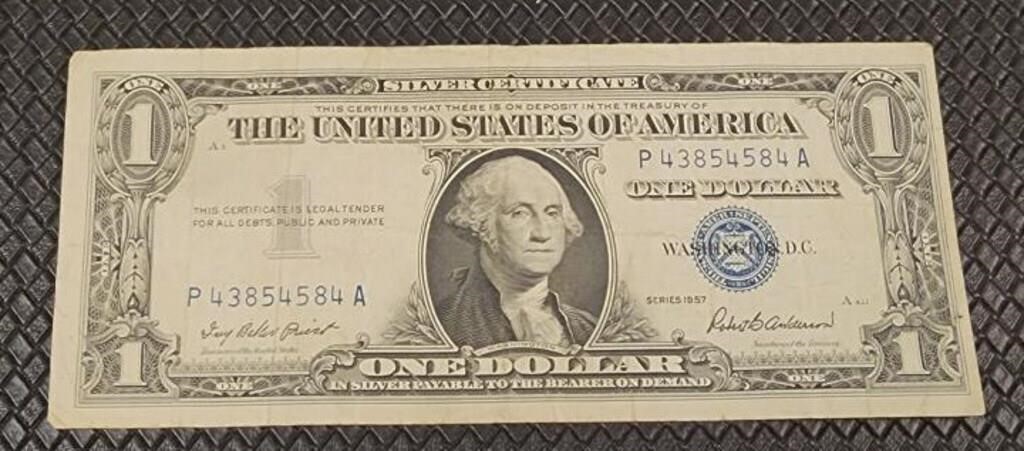 1957 $1 Silver Certificate with cut error