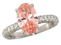 14kt Gold Oval 3.66 ct Fancy Pink Lab Diamond Ring