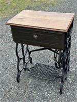 Sewing side table with iron base