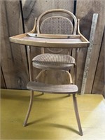 High chair with cane seat and back