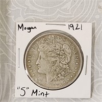 Antique 1921 Morgan 90% Silver Dollar S Mint