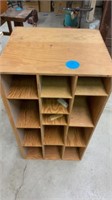 HOMEMADE SHELVING WITH CUBBY HOLES