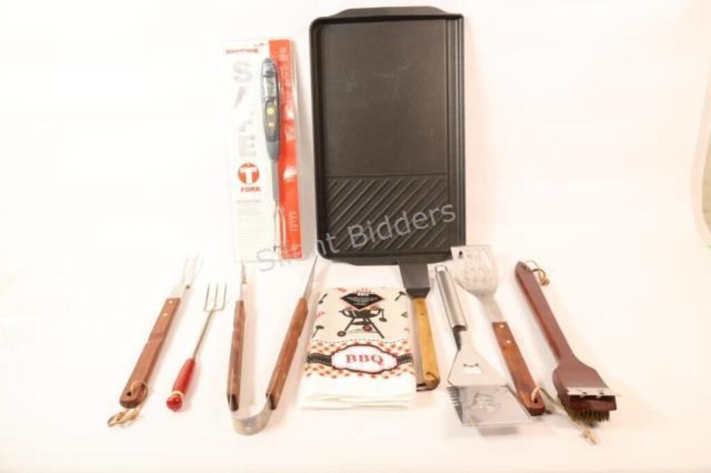 Barbecue Grill and Grilling Tools + Lighter