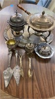 SILVER SERVICE PIECES AND WARMER