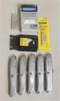 (5) Stanley Utility Knives with Lots of Blades